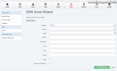 ISPConfig - DNS - Új DNS zóna létrehozása