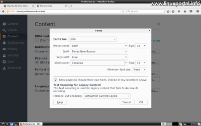 Karakterkészletek telepítése - Firefox beállítása