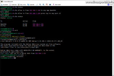 The UFW firewall allows the request from the IP address specified in the rule