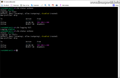 Set the global logging level for the UFW firewall